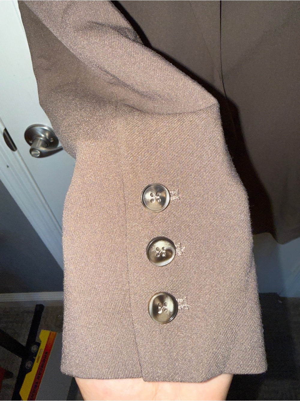 Astr Taupe Wrap Trench with Back Cutout and Tie Waist - Picture 7 of 8